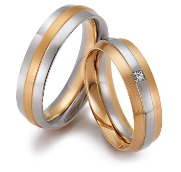 August Gerstner Trauringe Weiss-Rotgold 4/28136/6 + 28137/6