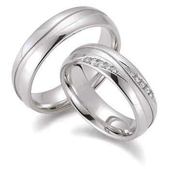 August Gerstner Trauringe Weissgold 4/28250/6 + 28250/6