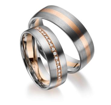 August Gerstner Trauringe Weiss-Rotgold 4/28720/6 + 28720/6