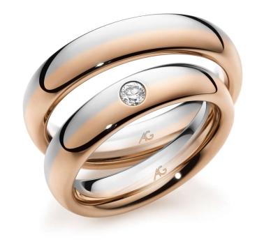 August Gerstner Trauringe Weiss-Rotgold 28833/5 + 4/28833/5