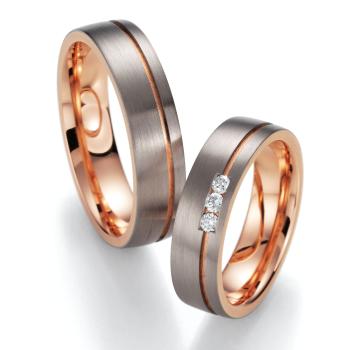 Nowotny-Collection Ruesch Trauringe Weiss-Rotgold 02/40010-055 + 02/40020-055