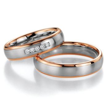 Nowotny-Collection Ruesch Trauringe Weiss-Rotgold 02/40030-050 +  02/40040-050