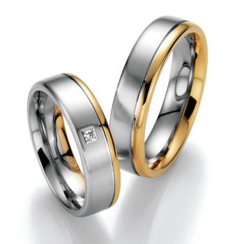 Nowotny-Collection Ruesch Trauringe Weiss-Gelbgold 02/40370-055 + 02/40380-055