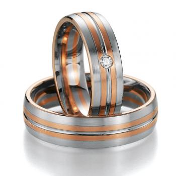 Nowotny-Collection Ruesch Trauringe Weiss-Rotgold 02/40430-060 + 02/40440-060