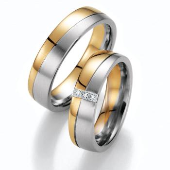 Nowotny-Collection Ruesch Trauringe Weiss-Gelbgold 02/40450-056 + 02/40460-056