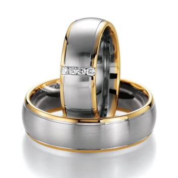 Nowotny-Collection Ruesch Trauringe Weiss-Gelbgold 02/40490-065 + 02/40500-065