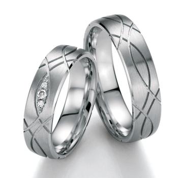 Nowotny-Collection Ruesch Trauringe Weissgold 02/40510-055 + 02/40520-055