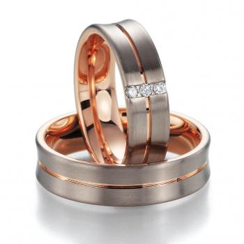 Nowotny-Collection Ruesch Trauringe Weiss-Rotgold 02/40550-060 + 02/40560-060