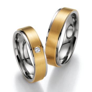 Nowotny-Collection Ruesch Trauringe Weiss-Gelbgold 02/40570-055 + 02/40580-055