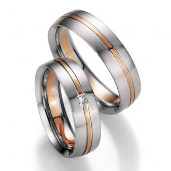 Nowotny-Collection Ruesch Trauringe Weiss-Rotgold 02/40670-060 + 02/40680-060