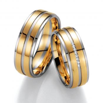 Nowotny-Collection Ruesch Trauringe Weiss-Gelbgold 02/40770-070 + 02/40780-070