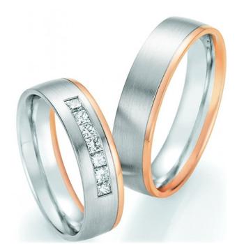 Nowotny-Collection Ruesch Trauringe Weiss-Rotgold 02/51010-055 + 02/51020-055