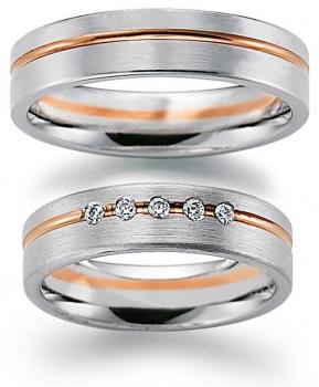 August Gerstner Trauringe Weiss-Rotgold 4/20335/5.5 + 20335/5.5