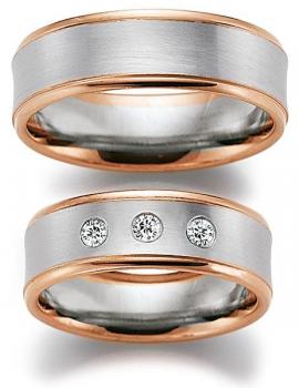 August Gerstner Trauringe Weiss-Rotgold 4/20327/7 + 20327/7