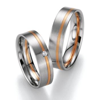 Nowotny-Collection Ruesch Trauringe Weiss-Rotgold 66/20070 + 66/20080