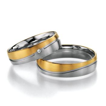 Nowotny-Collection Ruesch Trauringe Weiss-Gelbgold 66/20370-055 + 66/20380-055