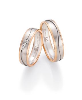 Preview: Nowotny-Collection Ruesch Trauringe Weiss-Rotgold 33/30090-055 + 33/30100-055