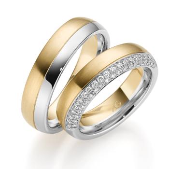 August Gerstner Trauringe Weiss-Gelbgold 4/28761/6 + 28761/6