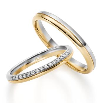 August Gerstner Trauringe Weiss-Gelbgold 4/28774/2.5 + 28774/3