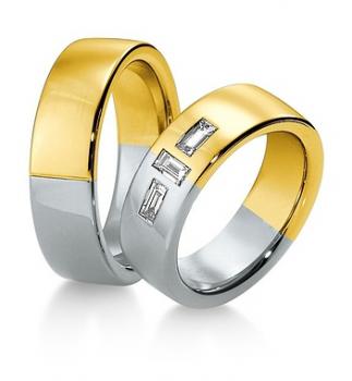 Breuning Trauringe Weiss-Gelbgold 48/032300 + 48/032310