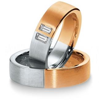 Breuning Trauringe Weiss-Gelbgold 48/032500 + 48/032510