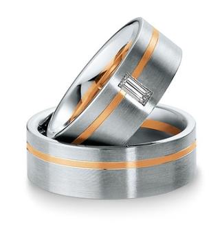 Breuning Trauringe Weiss-Rotgold 48/033300 + 48/033310