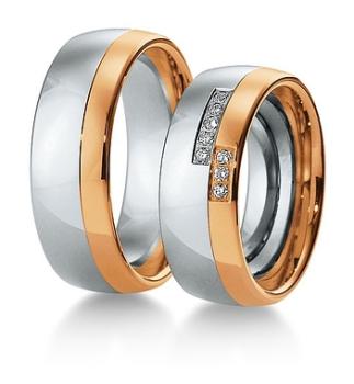 Breuning Trauringe Weiss-Rotgold 48/034300 + 48/034310