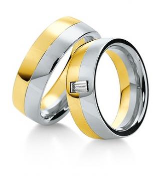 Preview: Breuning Trauringe Weiss-Gelbgold 48/035400 + 48/035410