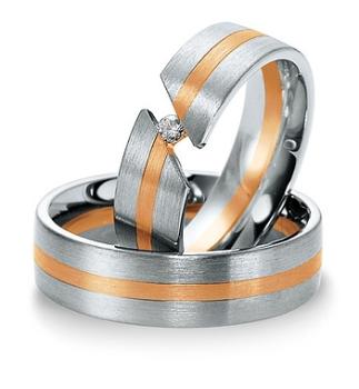 Breuning Trauringe Weiss-Gelbgold 48/040030 + 48/040040