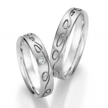 Nowotny-Collection Ruesch Trauringe Weissgold 66/35070-045 + 66/35080-045