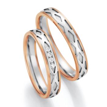 Nowotny-Collection Ruesch Trauringe Weiss-Rotgold 66/36130-040 + 66/36140-040