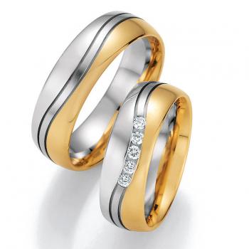 Nowotny-Collection Ruesch Trauringe Weiss-Gelbgold 66/40110-065 + 66/40120-065