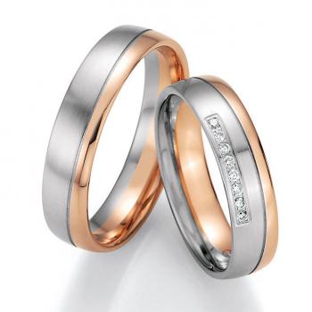 Nowotny-Collection Ruesch Trauringe Weiss-Rotgold 66/40150-050 + 66/40160-050