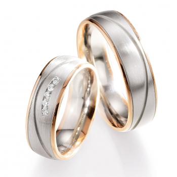 Nowotny-Collection Ruesch Trauringe Weiss-Rotgold 66/07090-065 + 66/07090-065