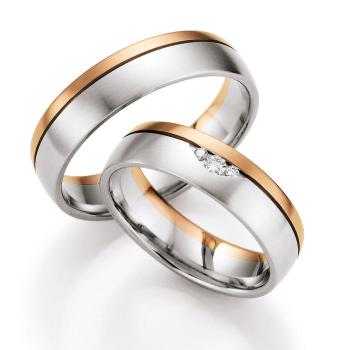 Nowotny-Collection Ruesch Trauringe Weiss-Rotgold 66/07140-055 + 66/07140-055