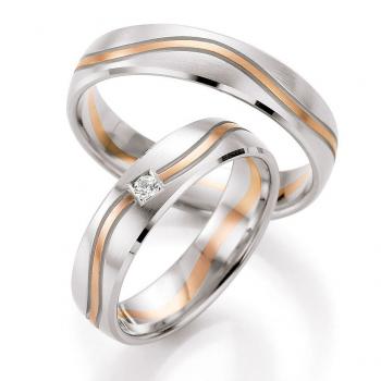 Nowotny-Collection Ruesch Trauringe Weiss-Rotgold 66/07250-050 + 66/07250-050