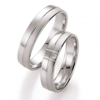 Nowotny-Collection Ruesch Trauringe Weissgold 66/10050-045 + 66/10060-045