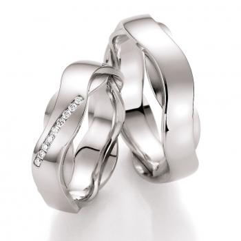 Nowotny-Collection Ruesch Trauringe Weissgold 66/10430-060 + 66/10440-060