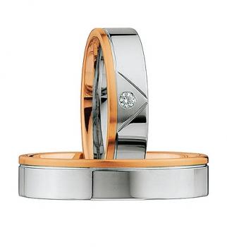 Nowotny-Collection Ruesch Trauringe Weiss-Rotgold 66/04070-050 + 66/04070-050