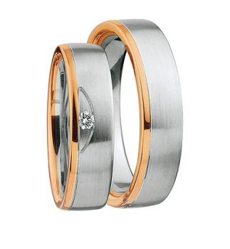 Nowotny-Collection Ruesch Trauringe Weiss-Rotgold 66/04080-055 + 66/04080-055