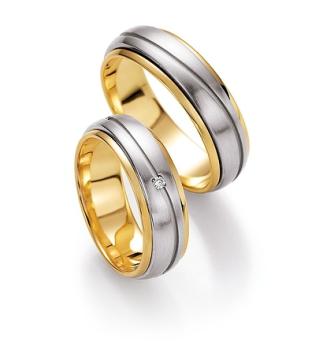 Nowotny-Collection Ruesch Trauringe Weiss-Gelbgold 71/10010-065 + 71/10020-065