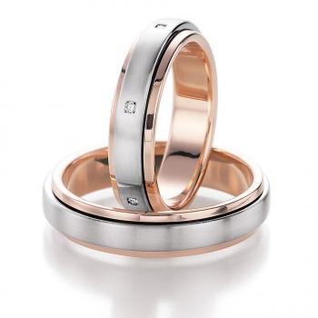 Nowotny-Collection Ruesch Trauringe Weiss-Rotgold 71/10030-050 + 71/10040-050