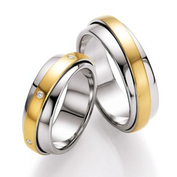 Nowotny-Collection Ruesch Trauringe Weiss-Gelbgold 71/10170-070 + 71/10180-070