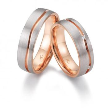 August Gerstner Trauringe Weiss-Rotgold 4/28649/6 + 28649/6