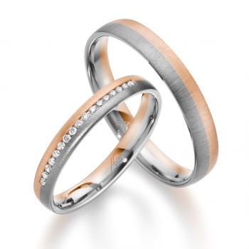 August Gerstner Trauringe Weiss-Rotgold 4/28726/3 + 28726/3.5