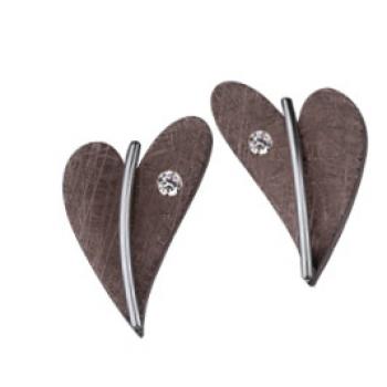Ohrstecker Herz Altbronze Brillant E307 von Ernstes Design