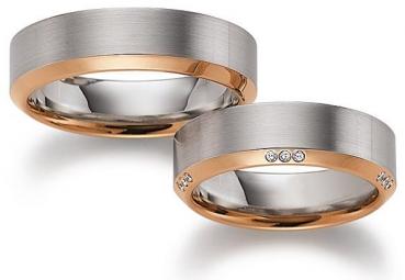 August Gerstner Trauringe Weiss-Rotgold 4/27443/6 + 27443/6