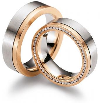 August Gerstner Trauringe Weiss-Rotgold 4/27445/6.5 + 27445/6.5