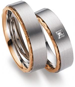 August Gerstner Trauringe Weiss-Rotgold 4/27305/6 + 27305/6