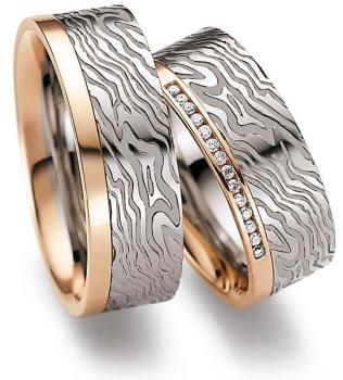 August Gerstner Trauringe Weiss-Rotgold 4/27359/8 + 27359/8